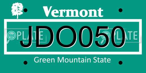 JDO050 Vermont License Plate