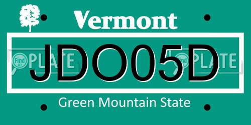 JDO05D Vermont License Plate