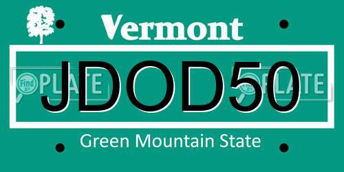 JDOD50 Vermont License Plate