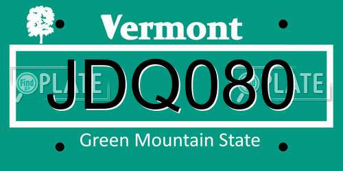 JDQ080 Vermont License Plate