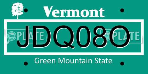 JDQ08O Vermont License Plate