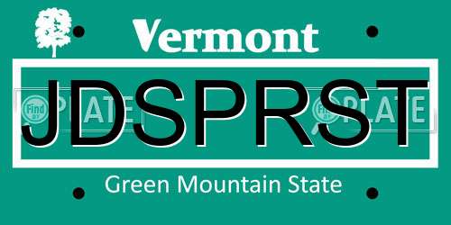 JDSPRST Vermont License Plate