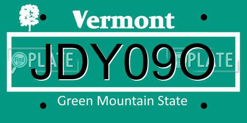 JDY09O Vermont License Plate