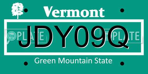 JDY09Q Vermont License Plate