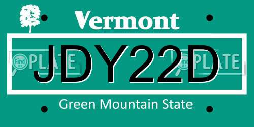 JDY22D Vermont License Plate