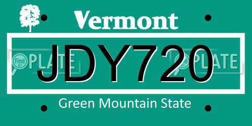 JDY720 Vermont License Plate