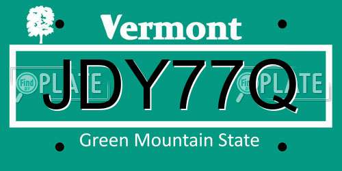 JDY77Q Vermont License Plate