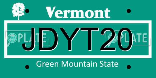 JDYT20 Vermont License Plate
