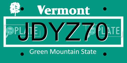 JDYZ70 Vermont License Plate