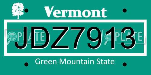 JDZ7913 Vermont License Plate