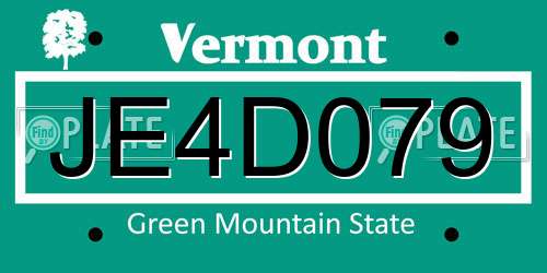 JE4D079 Vermont License Plate