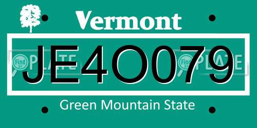 JE4O079 Vermont License Plate