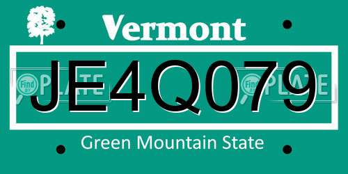 JE4Q079 Vermont License Plate