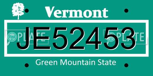 JE52453 Vermont License Plate