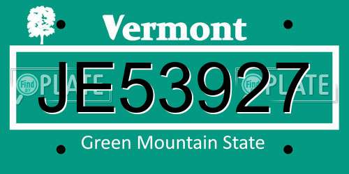 JE53927 Vermont License Plate