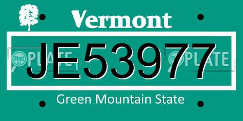JE53977 Vermont License Plate