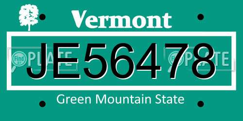 JE56478 Vermont License Plate