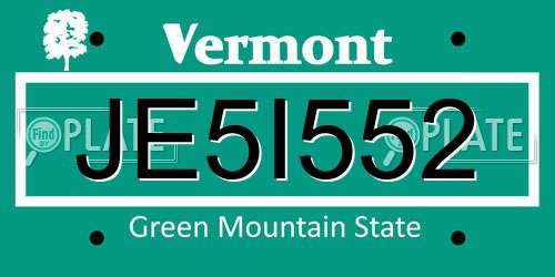 JE5I552 Vermont License Plate