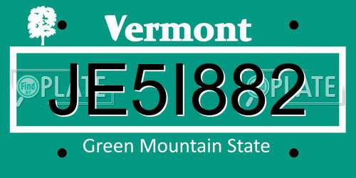 JE5I882 Vermont License Plate