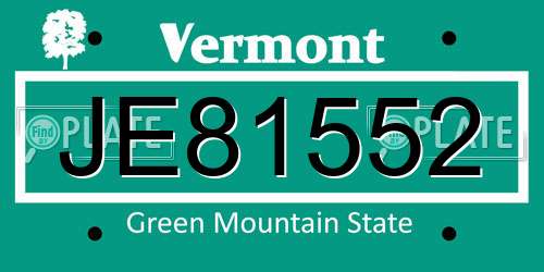 JE81552 Vermont License Plate