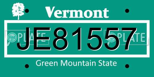 JE81557 Vermont License Plate