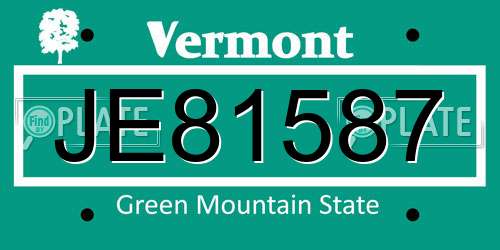 JE81587 Vermont License Plate