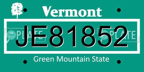 JE81852 Vermont License Plate