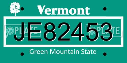 JE82453 Vermont License Plate