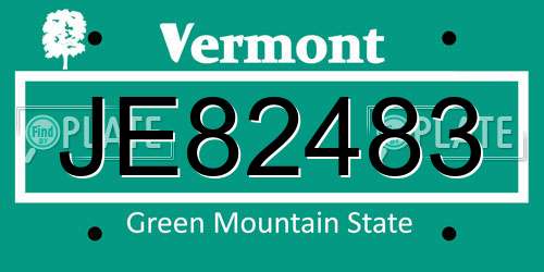 JE82483 Vermont License Plate