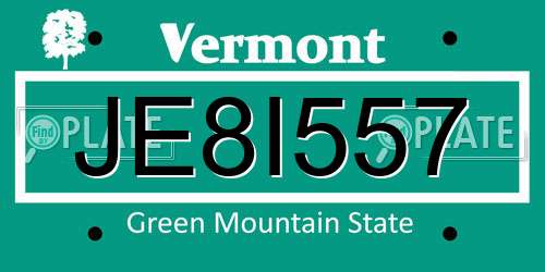JE8I557 Vermont License Plate