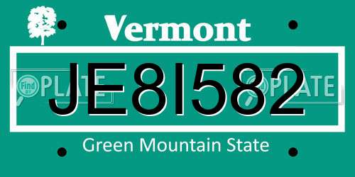 JE8I582 Vermont License Plate