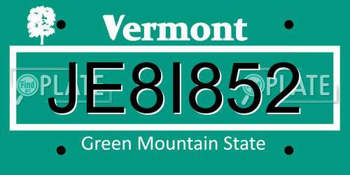 JE8I852 Vermont License Plate