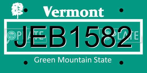 JEB1582 Vermont License Plate
