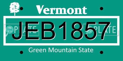 JEB1857 Vermont License Plate