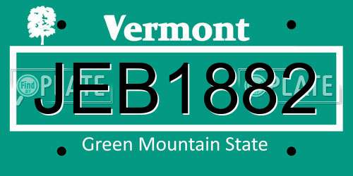 JEB1882 Vermont License Plate