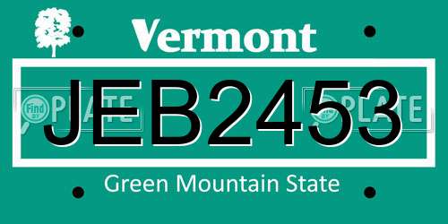 JEB2453 Vermont License Plate