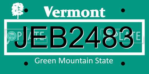 JEB2483 Vermont License Plate