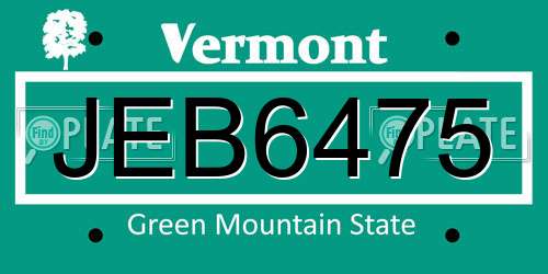JEB6475 Vermont License Plate