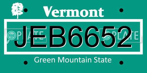 JEB6652 Vermont License Plate