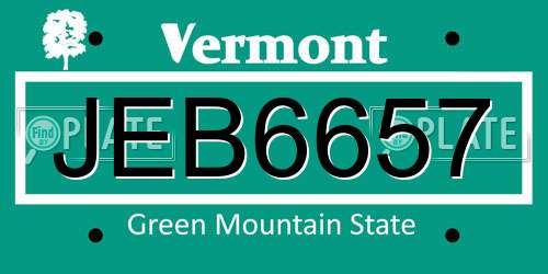 JEB6657 Vermont License Plate