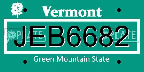 JEB6682 Vermont License Plate