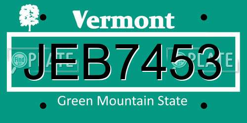 JEB7453 Vermont License Plate