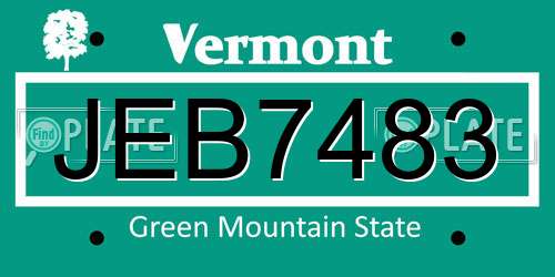 JEB7483 Vermont License Plate