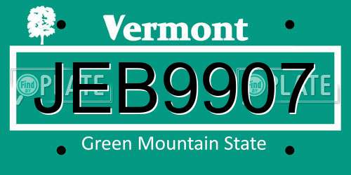 JEB9907 Vermont License Plate