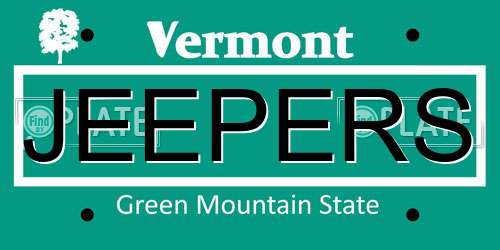 JEEPERS Vermont License Plate