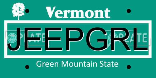 JEEPGRL Vermont License Plate