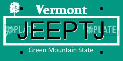 JEEPTJ Vermont License Plate