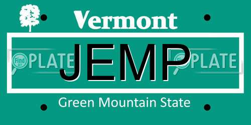 JEMP Vermont License Plate