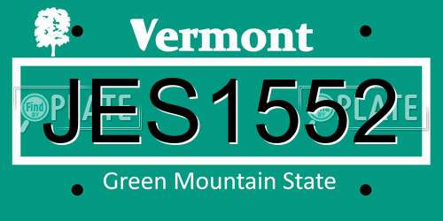 JES1552 Vermont License Plate