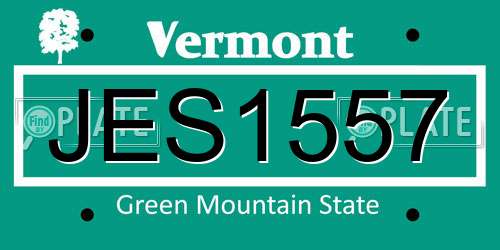 JES1557 Vermont License Plate